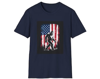 Bigfoot amerikanische Flagge T-Shirt: Lustiges Sasquatch Vaterländisches T-Shirt
