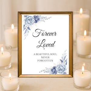 Forever Loved Printable Quote Sign – Memorial Wall Art PDF – Sympathy Funeral Decor – 8x10&quot;, 5x7&quot;, A4 – Instant Download