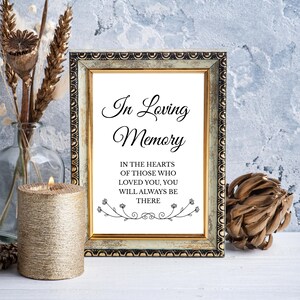 In Loving Memory Printable Quote Sign – Memorial Wall Art PDF – Sympathy Funeral Decor – 8x10&quot;, 5x7&quot;, A4 – Instant Download