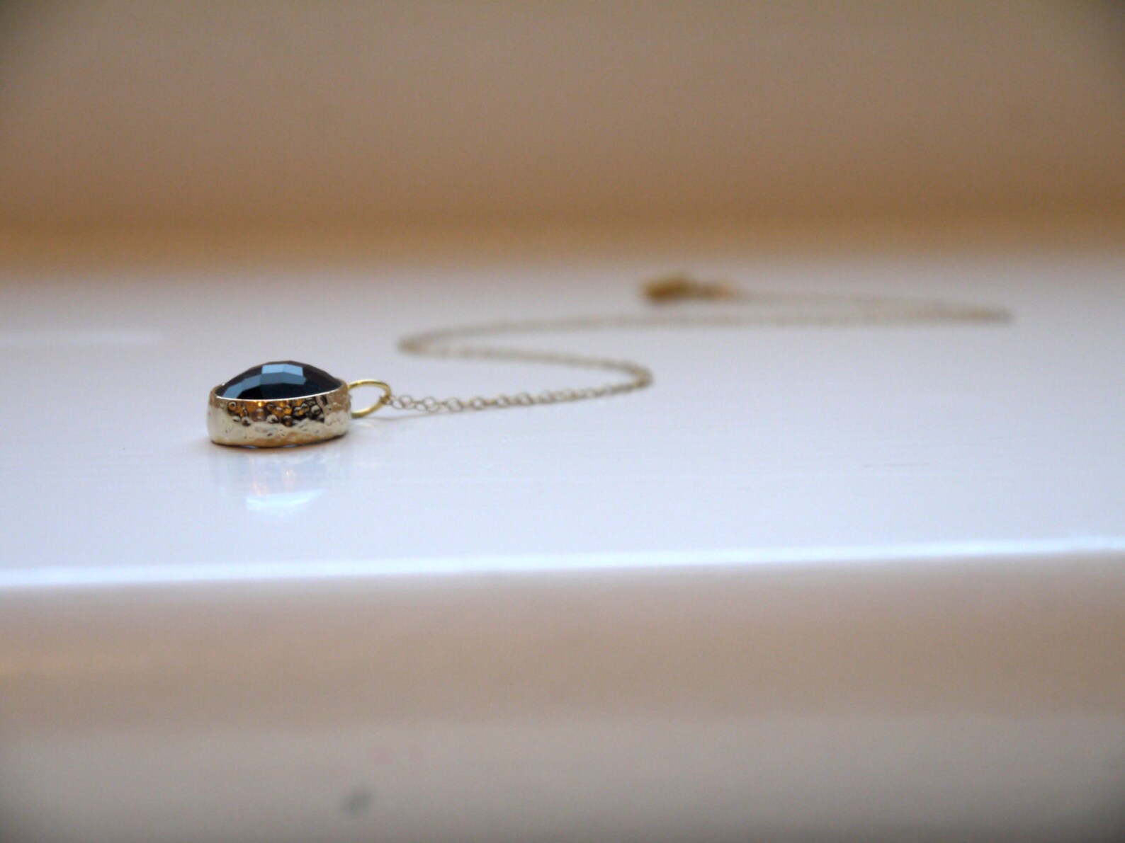 Blue pendant necklace in gold Etsy