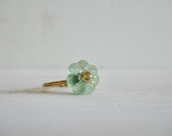 Mint Aquamarine Flower Ring