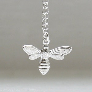 Tiny bee necklace in sterling silver