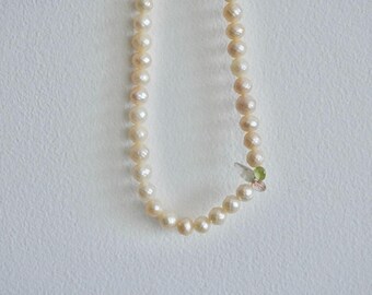 Orange Baroque pearl and candy gems necklace in gold