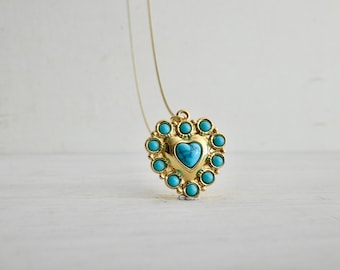 Boho Turquoise heart pendant necklace