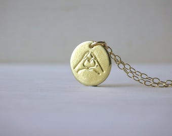 Heart stamp necklace charm necklace