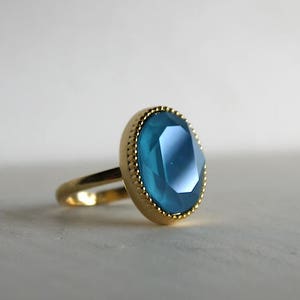 Swarovski Green Blue Ring in gold