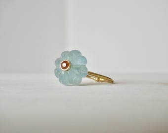 Aquamarine Flower Ring