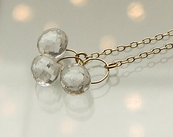 Crystal drop necklace in gold