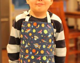 Little Boy Handmade Outerspace Apron great for the Holidays or a Birthday gift.