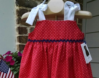 Patriotic Little Girls Sundress Ready for a Nautical Adventure! Made in the USA!