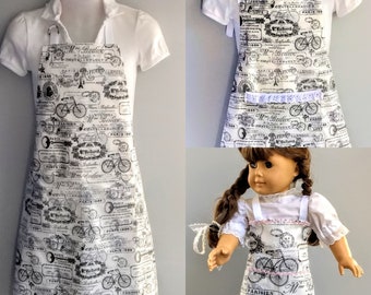 Handmade Doll Aprons and matching Girl and Mom Aprons! Makes a great  Christmas, Birthday ,Valentines or Mother's Day gift      !