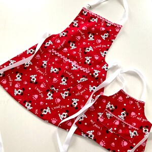 Handmade Doll Aprons and matching Girl and Mom Aprons! Makes a great  Christmas, Birthday ,Valentines or Mother&#39;s Day gift      !