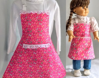 Handmade Doll Aprons  With Matching Girls and Mom's Aprons