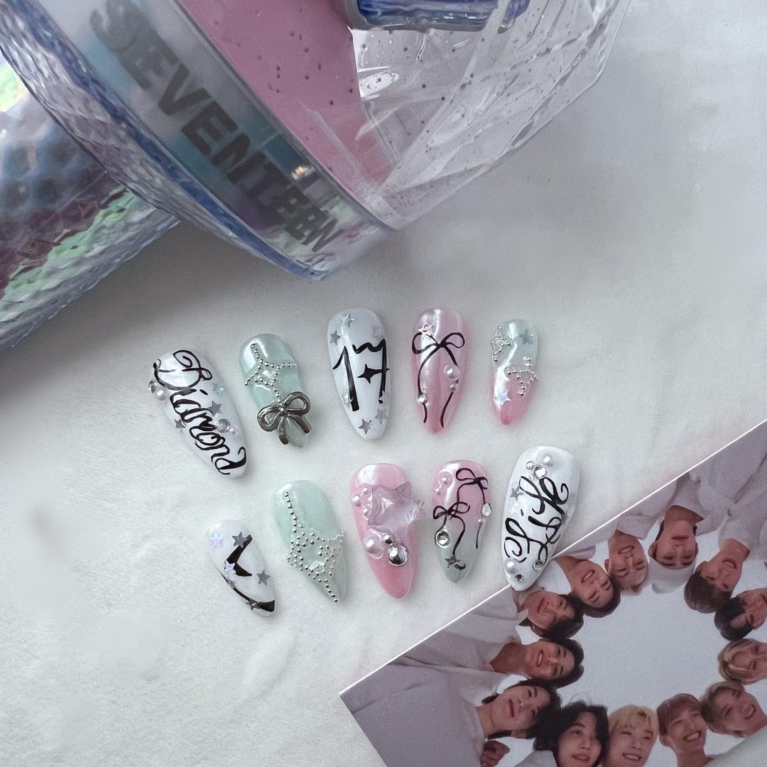 Seventeen Inspired Press on Nails | Kpop Concert Nails | Custom