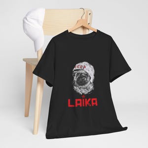 Laika Astronaut Dog Russia T-Shirt Size S-4XL Black Cool