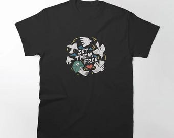 Camiseta unisex "Set Them Free" talla S-4XL, negra, genial