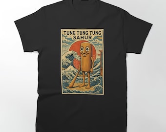 Tung Tung Tung Sahur - Italienisches Brainrot Meme Unisex T Shirt T-Shirt Größe S-4XL Schwarz Cool