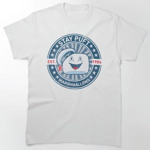 Ghostbusters Stay Puft Marshmallows Cult Movie 80&#39;s T-Shirt Size S-4XL White Cool