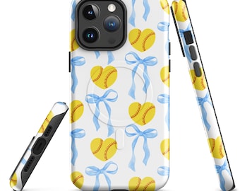 Estuche resistente MagSafe para iPhone con lazo de softbol Preppy