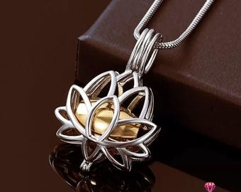 Lotus Urne Halskette, Einäscherung Schmuck für Asche, Gedenk Medaillon Geschenk, Erinnerung Halskette, Edelstahl Sympathie Andenken