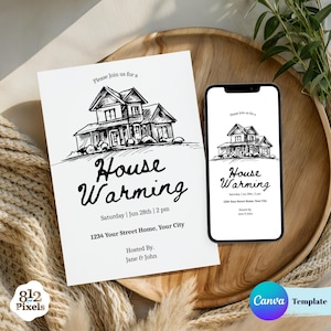 Housewarming Invitation | Editable Housewarming Invite, Party Invitation Canva Template, Printable & Digital Invite, New Home Celebration
