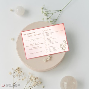 Bachelorette Weekend Itinerary Invitation Bundle, Editable Travel Checklist & Packing List, Digital Download for Bride Squad Party, Canva