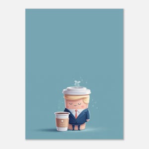 Poster divertente sul caffè, decorazione da parete con caffè, regalo per la festa del papà per gli amanti del caffè, poster da parete di Trump, regalo più venduto per lui.