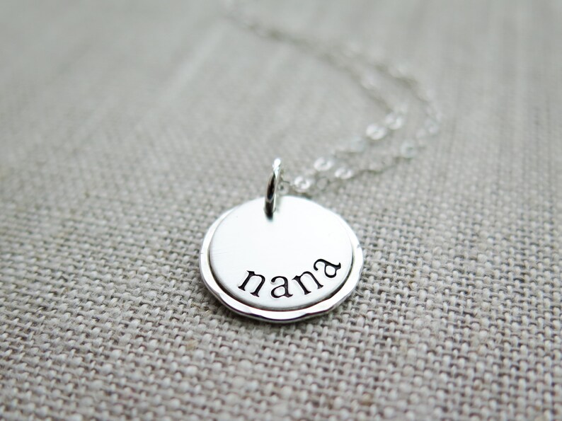 Nana Necklace Hand Stamped Sterling Silver Simple Gift Present for Nana for Mothers Day image 1