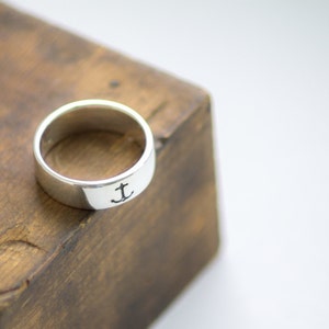 Anchor Ring Sterling Silver Hand Stamped by Betsy Farmer Designs Simple Nautical Minimal image 4