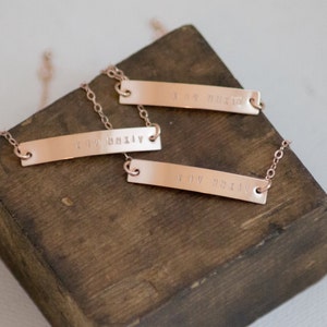 Rose Gold Fill Bar Bracelet Personalized Nameplate Customized Roman Numerals Hand Stamped Sterling Silver and 14 Kt Gold Fill Available Also image 4