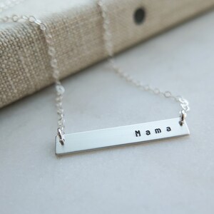 Mama Necklace Rose Gold Fill Bar Necklace Hand Stamped Jewelry by Betsy Farmer Designs Sterling and 14 KT Gold Fill image 7