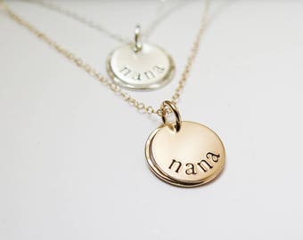 Nana Necklace - Hand Stamped - Sterling Silver - Simple Mothers Day Gift Present for Nana