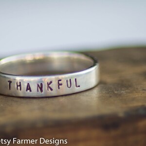 Personalized Hand Stamped Ring - Sterling Silver