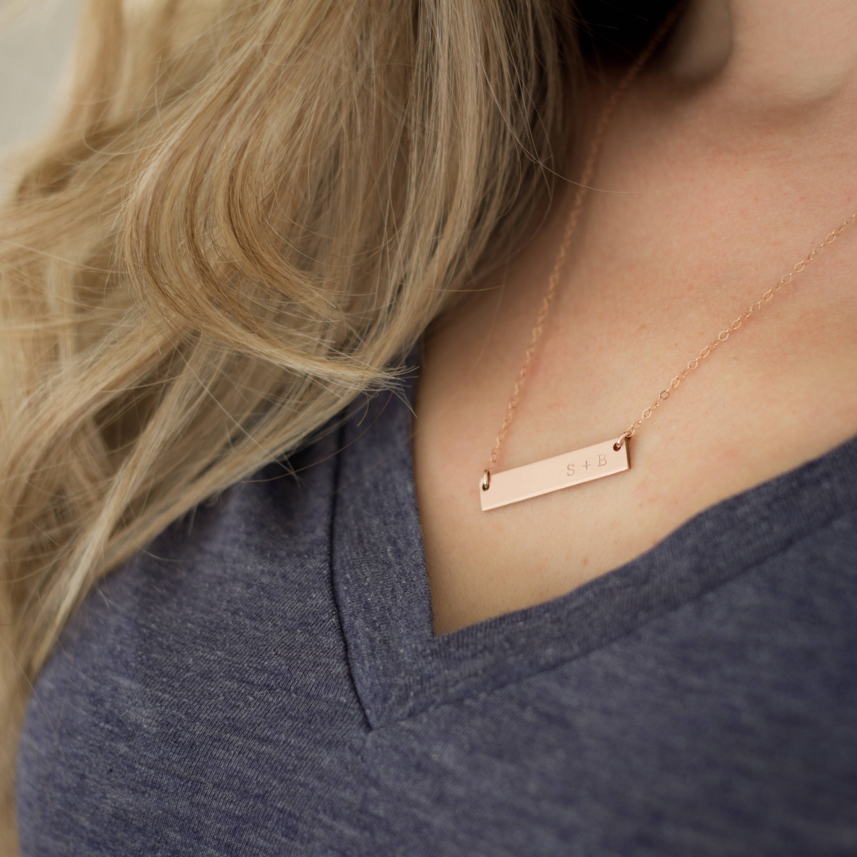 Double Sided Gold Bar Necklace 14k Gold Fill Reversible Etsy