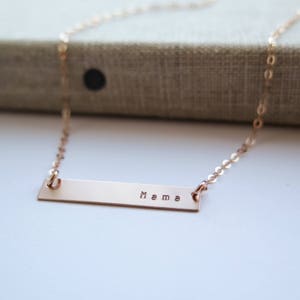 Mama Necklace Rose Gold Fill Bar Necklace Hand Stamped Jewelry by Betsy Farmer Designs Sterling and 14 KT Gold Fill image 5