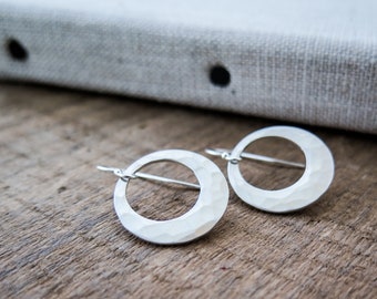 Hammered Sterling Silver Circle Earrings
