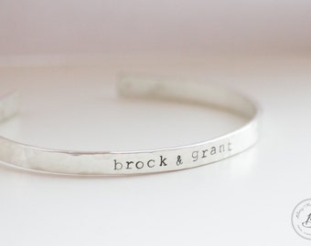 Personalized Solid Sterling Silver Cuff  Bracelet - Hand Stamped - Personalized - Custom Made by Betsy Farmer Designs