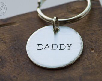 Custom Stamped Fathers Day Keychain - Double Sided - Hand Stamped Keychain - Personalized for Dad, Grandpa, Husband Father's Day Gift