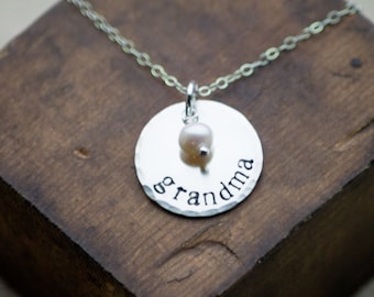 Grandma Sterling Silver Necklace - Christmas Gift by Betsy Farmer Designs