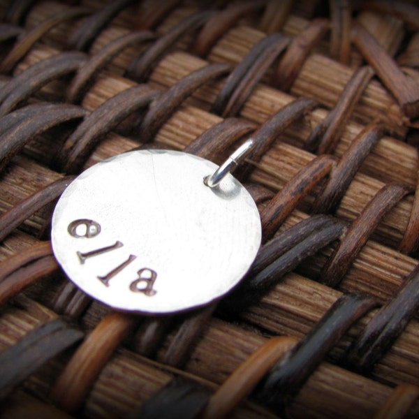 ONE Small Hand Stamped Sterling Silver Disc