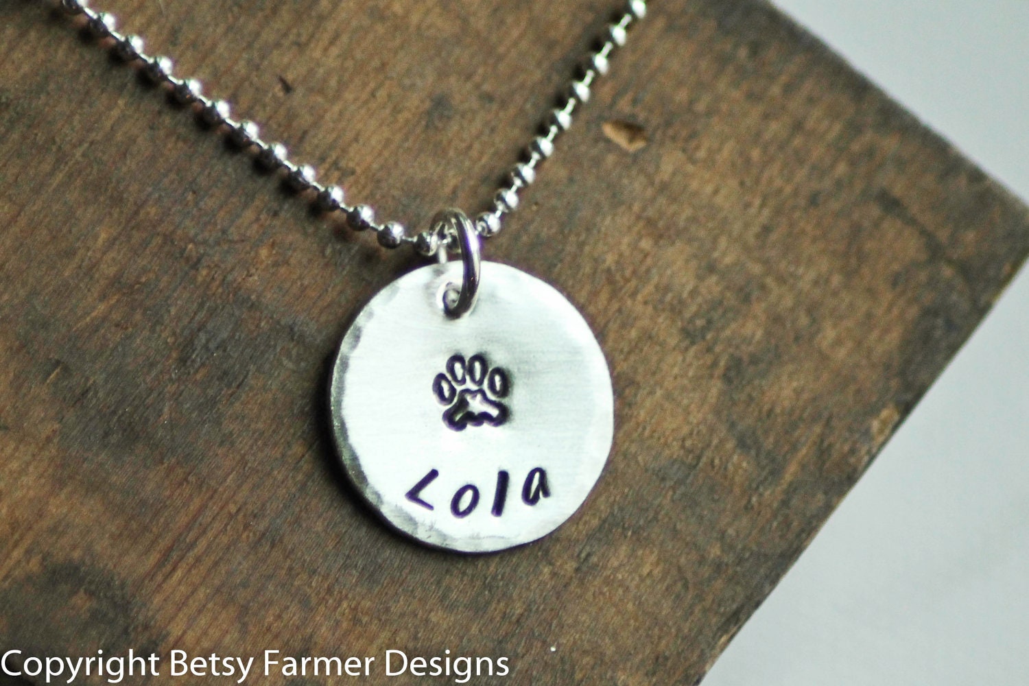 Paw Print Necklace Pet Lovers Hand Stamped Jewelry - Etsy