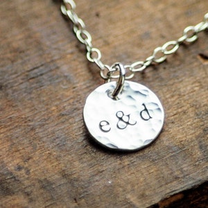 Personalized Couples Initials Necklace Hand Stamped Sterling Wedding Gift image 1