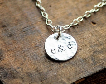 Personalized Couples Initials Necklace - Hand Stamped Sterling - Wedding Gift
