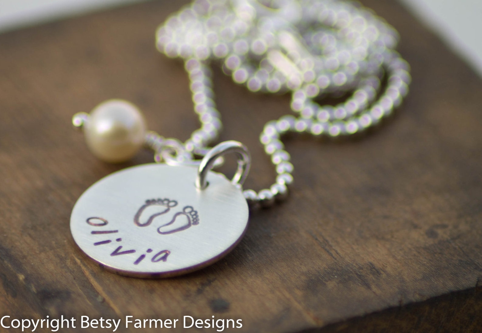 Baby Feet Necklace New Baby Mommy Jewelry Hand Stamped Etsy
