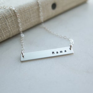 Mama Necklace Rose Gold Fill Bar Necklace Hand Stamped Jewelry by Betsy Farmer Designs Sterling and 14 KT Gold Fill image 7