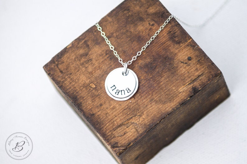 Nana Necklace Hand Stamped Sterling Silver Simple Gift Present for Nana for Mothers Day image 4