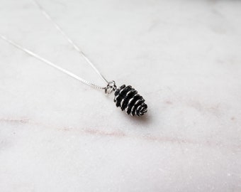 Pinecone Necklace - Sterling Silver OR Bronze and Gold - Nature Jewelry - Simple Charm - Available in Sterling Silver Also