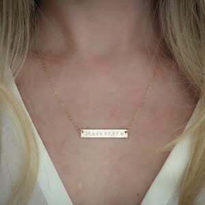 Custom Bar Necklace with Initials 14k Rose Gold Fill Necklace Hand Stamped Jewelry by Betsy Farmer Designs Dainty Jewelry Gift image 3