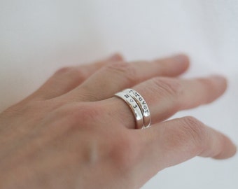 Stacking Rings - Set of 2 Hand Stamped Rings - Sterling Silver by Betsy Farmer Designs