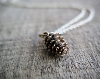 Pinecone Necklace - Bronze and 14k Gold Fill - Nature Jewelry - Simple Charm - Available in Sterling Silver Also